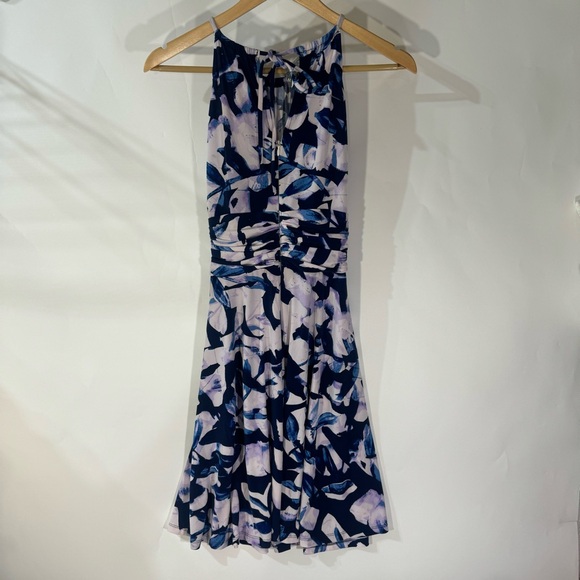 Maggy London Blue White Sleeveless Midi Dress - Picture 2 of 5